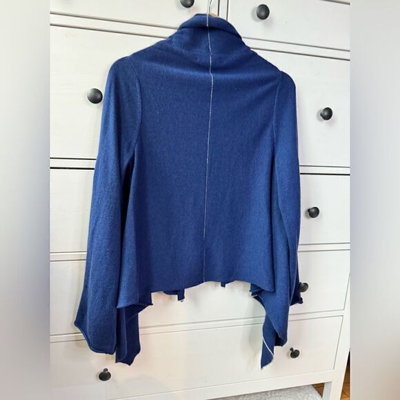 Banana Republic cashmere blend XS/S Blue Cardigan Shrug Luxury Wool Roll Sleeves - Picture 10 of 17
